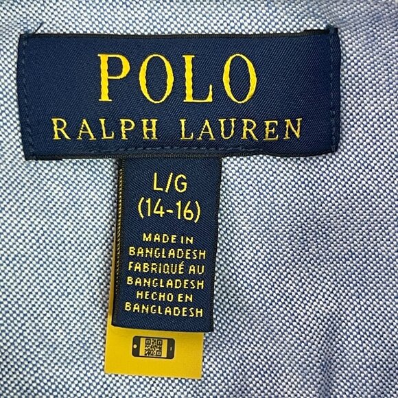 POLO Ralph Lauren Kid's Boy's Light Blue Button Down Shirt Size Large - Picture 5 of 7